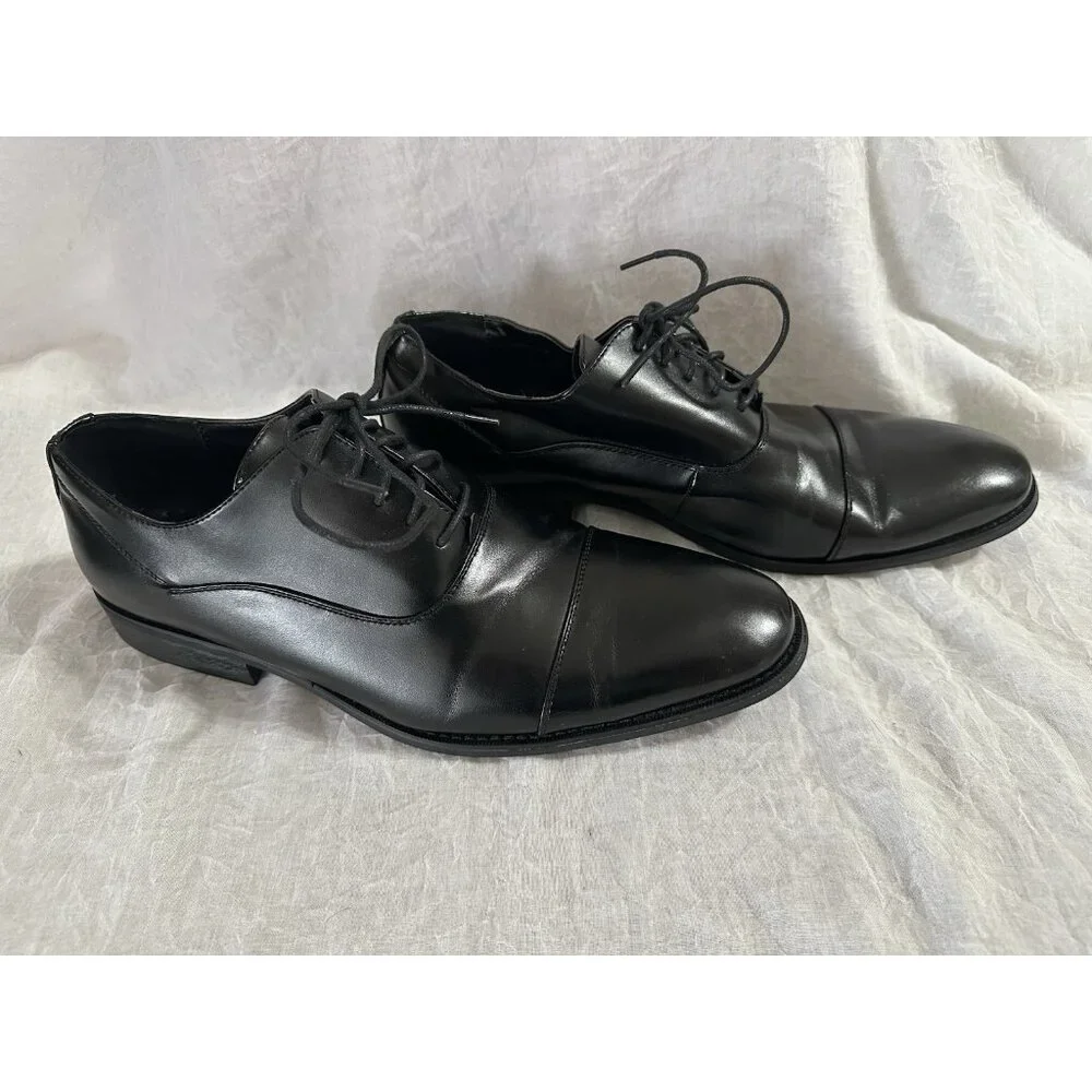 Unlisted Kenneth Cole Men's Dress Shoes Black Size 10.5 Half Time Oxford Lace Up
